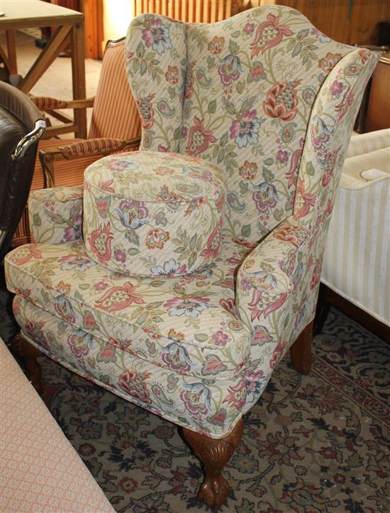 George I style wing armchair